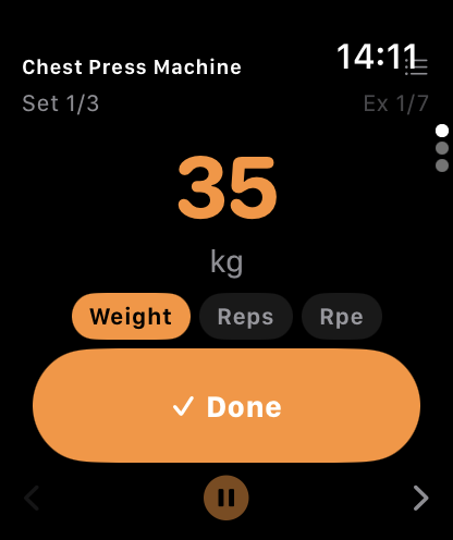 Apple Watch workout tracking view