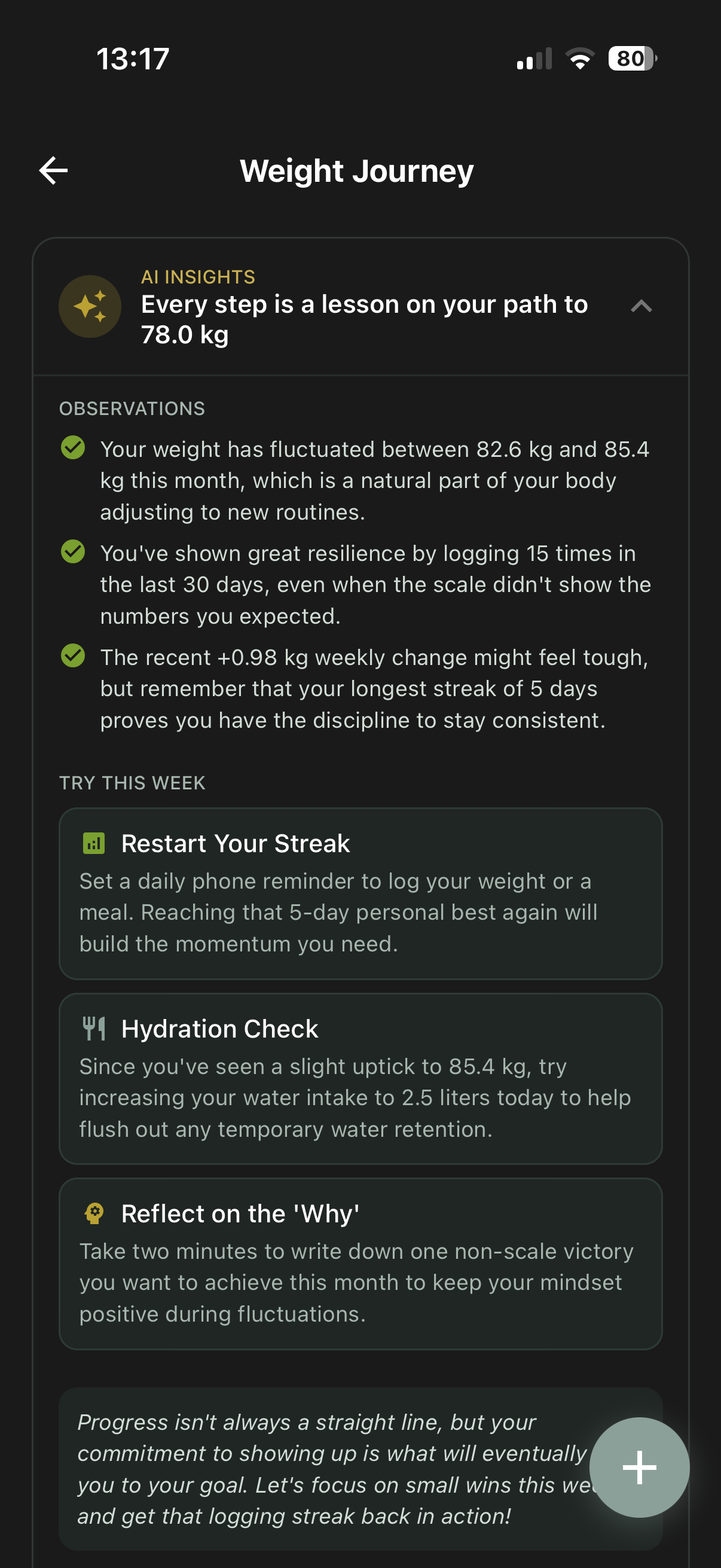 AI-powered weight insights and trends