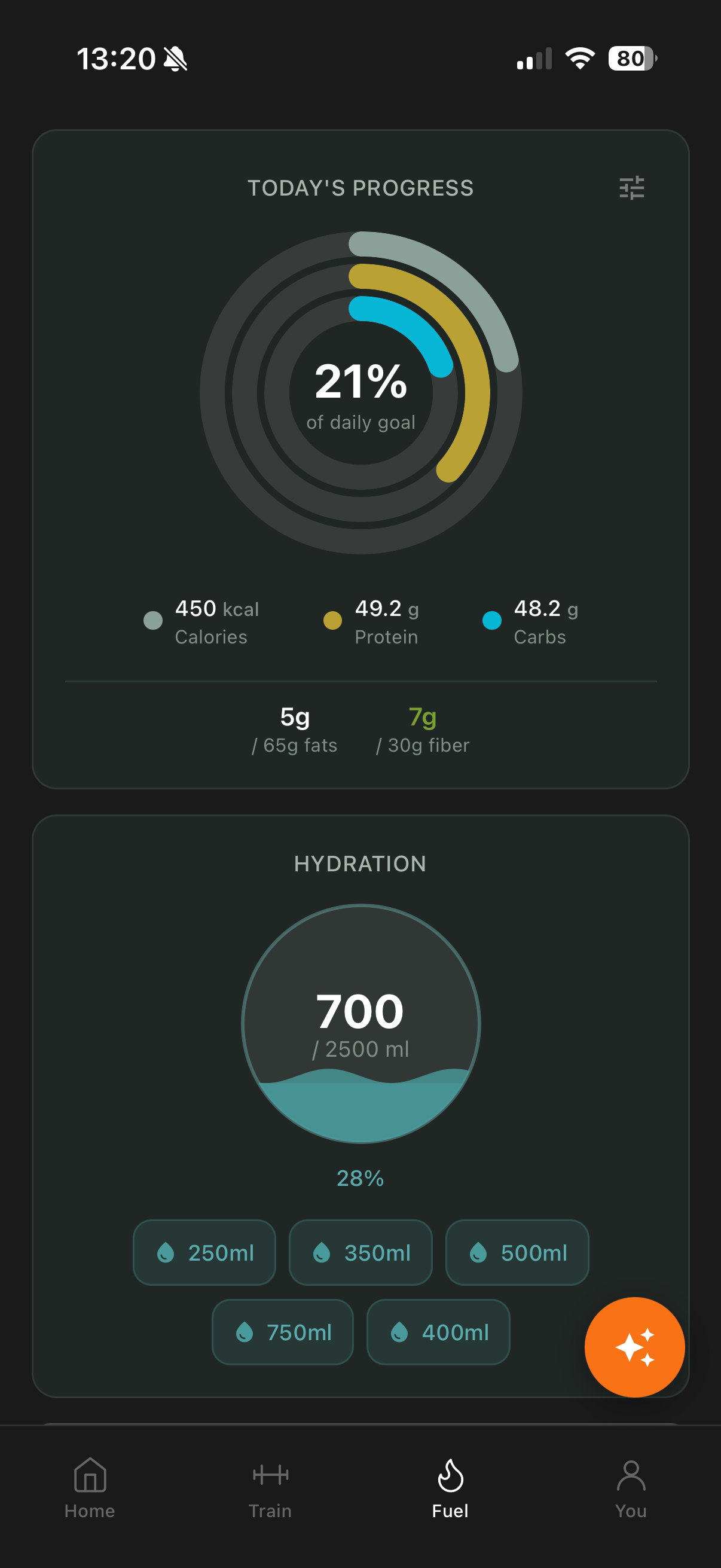 Daily calorie and macro tracking